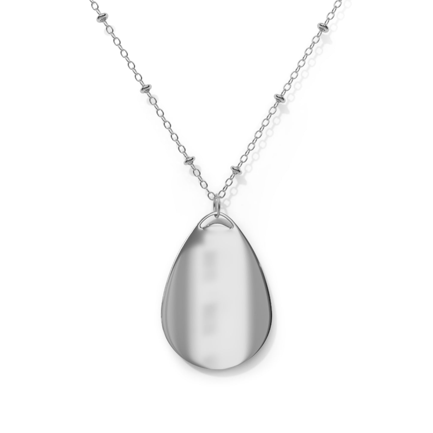 Ellipse Pendant with Chain Single Red Rose Design