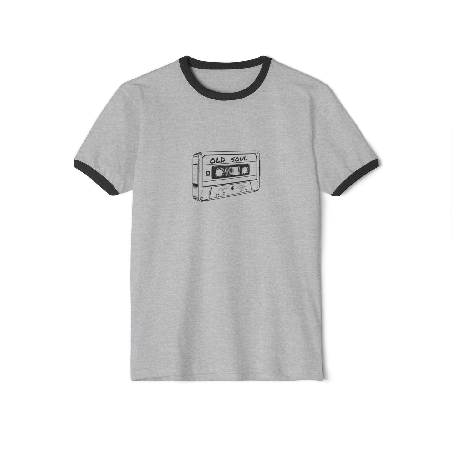 Vintage "Old Soul" Cassette Tape Unisex Ringer T-Shirt - Gift for Her or Him