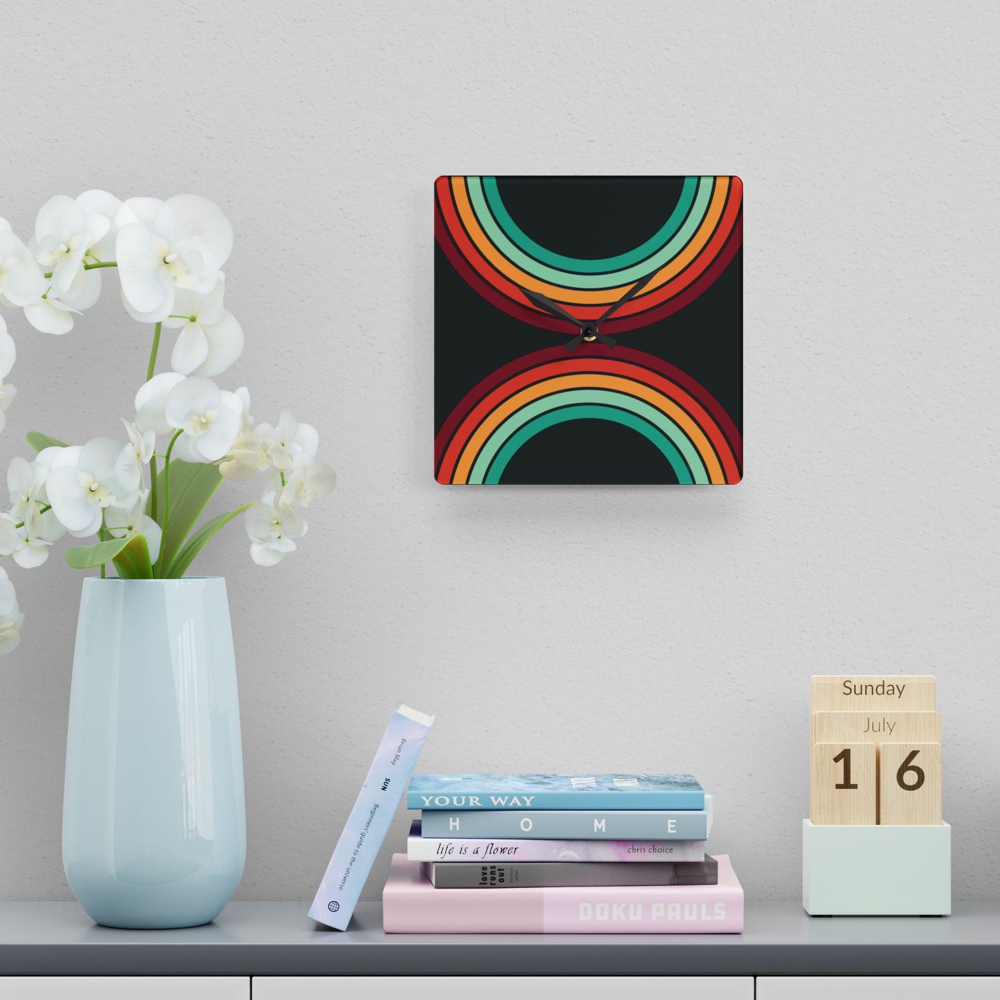 1970's Rainbow Acrylic Wall Clock