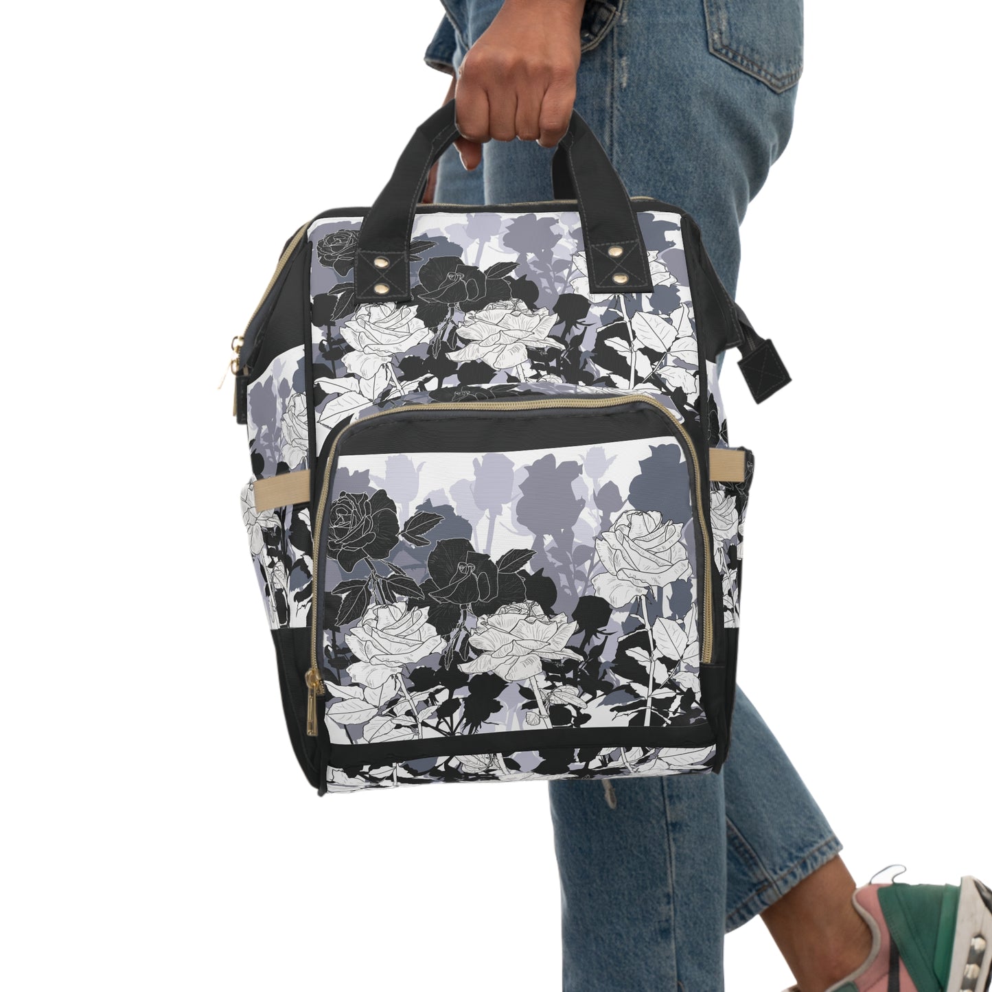 Roses for Mommy Multifunctional Diaper Backpack
