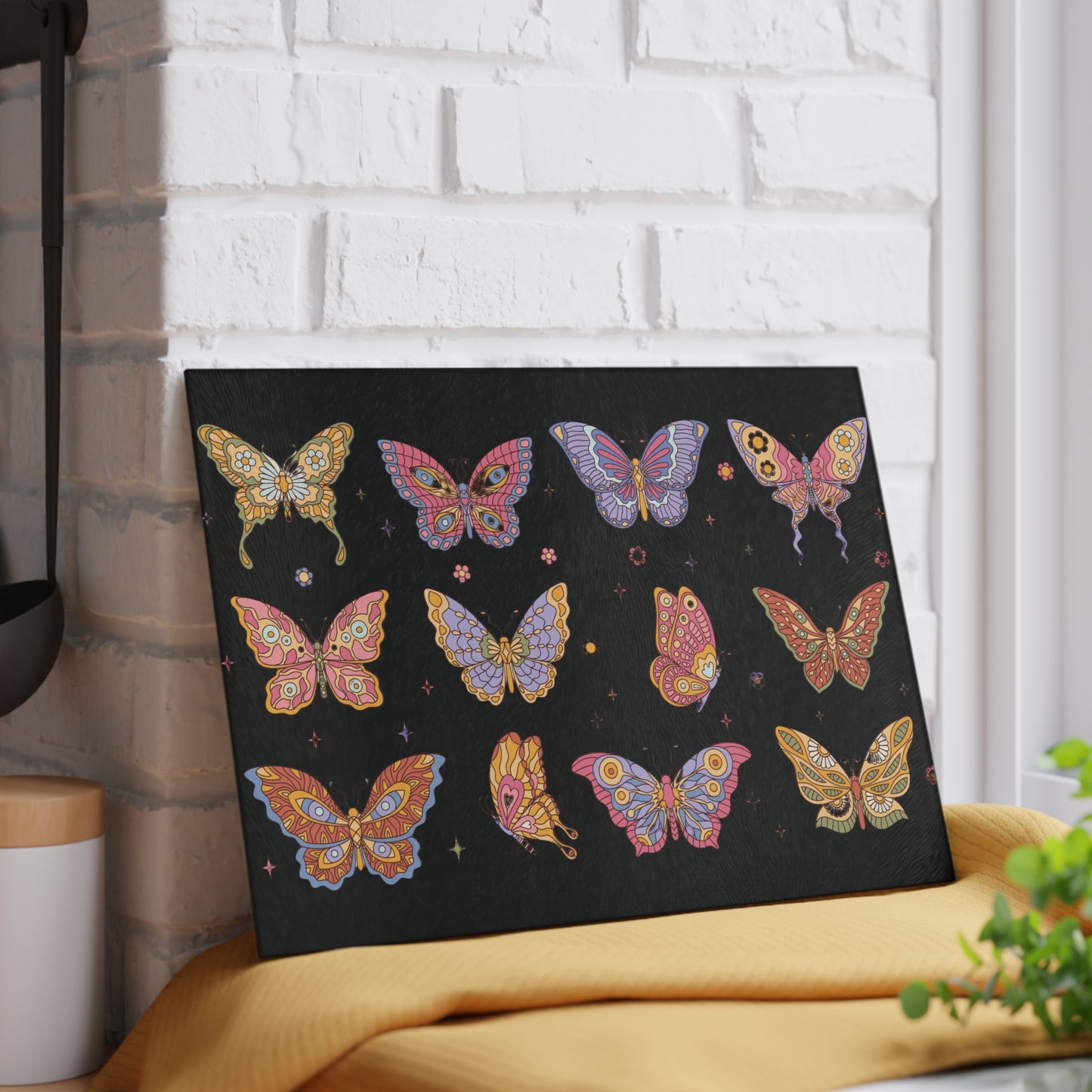 Glass Cutting Board - Bounty of Butterflies Kitchen Decor