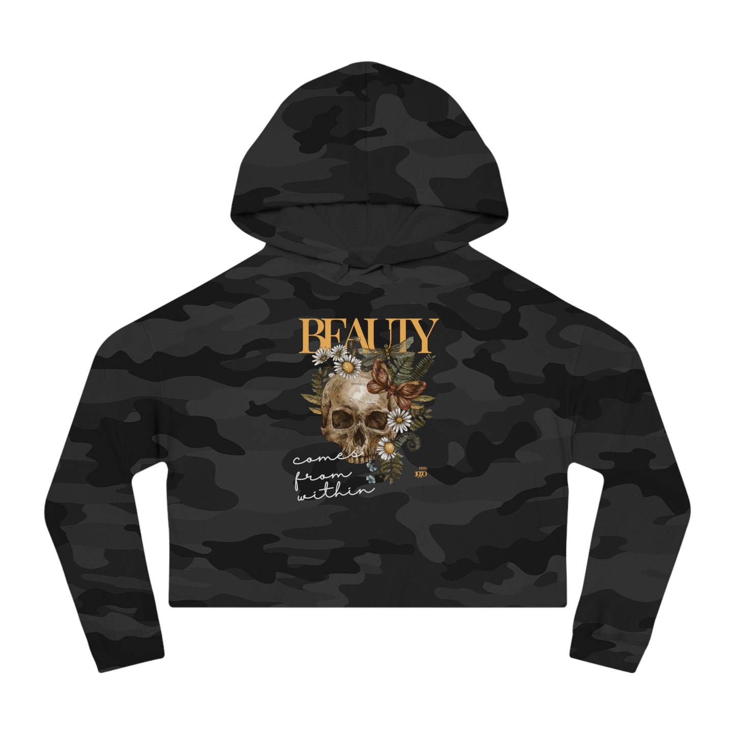 Skull Cropped Hoodie Sweatshirt - Beauty Comes From Within