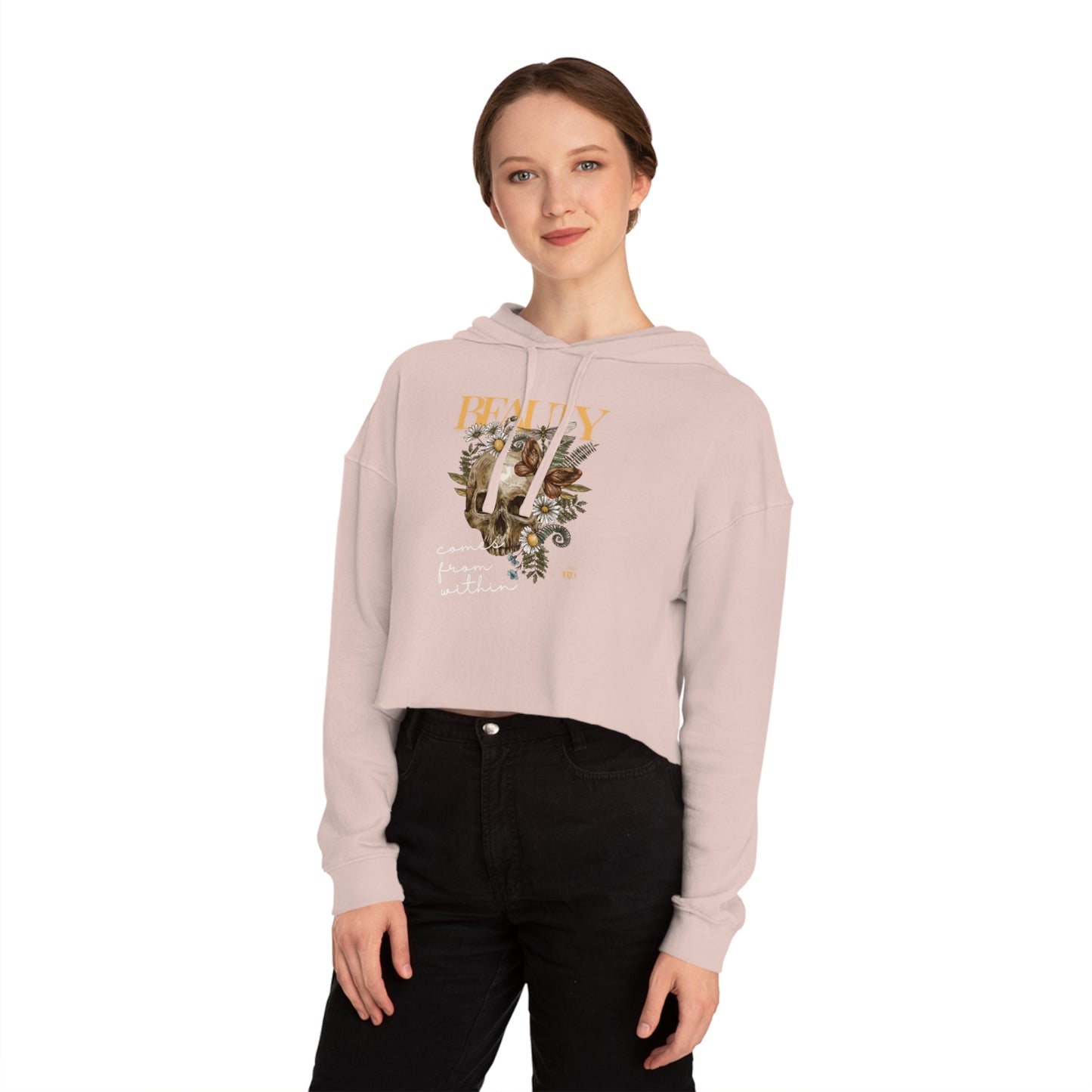 Skull Cropped Hoodie Sweatshirt - Beauty Comes From Within