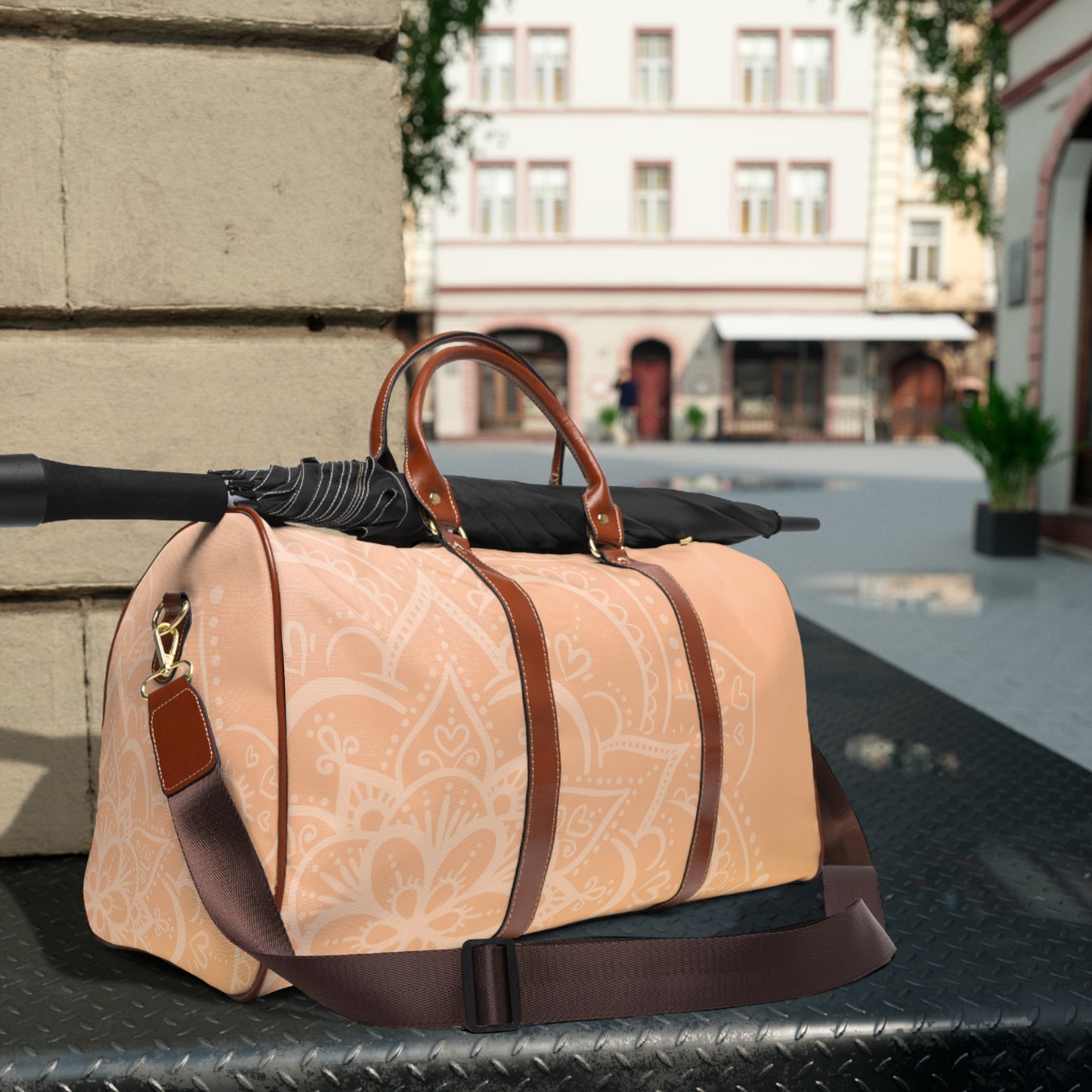 Mandala Peach Waterproof Travel Bag