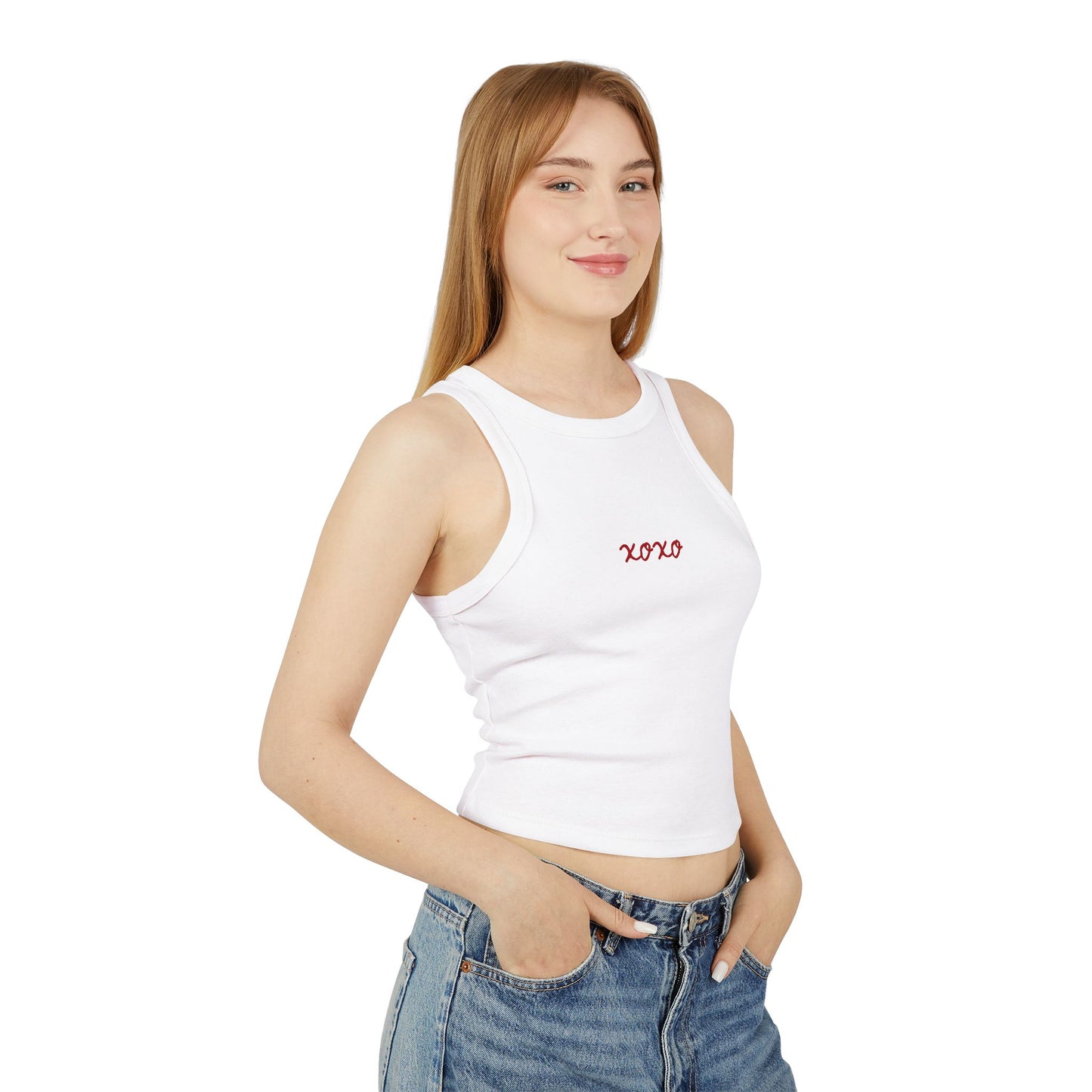 Crop Racer Tank Top xoxo Hugs and Kisses Design