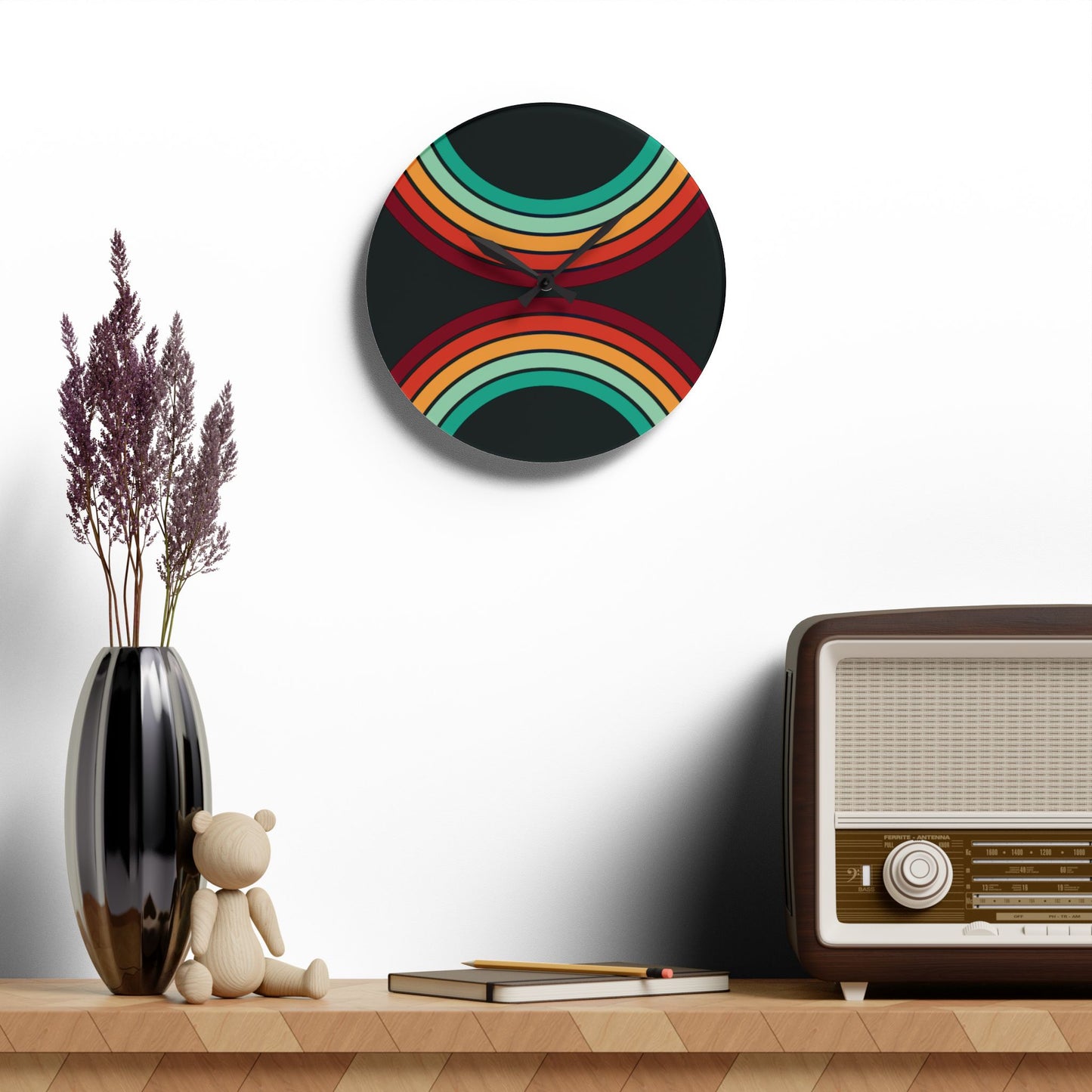 1970's Rainbow Acrylic Wall Clock