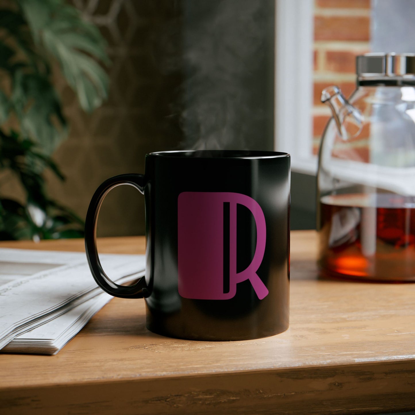 Mug Hot Pink Initial Black "R"