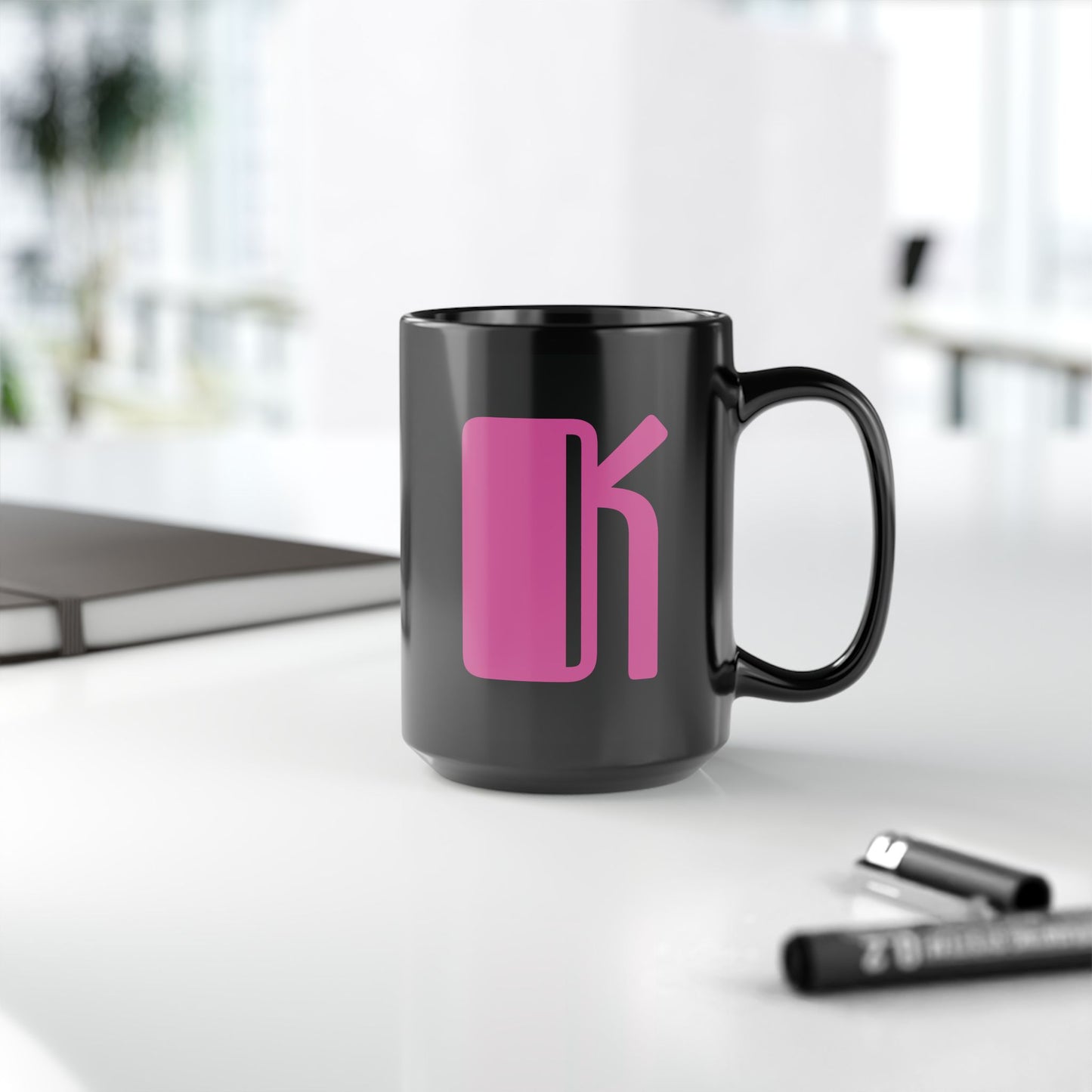 Mug Hot Pink Initial Black "K"