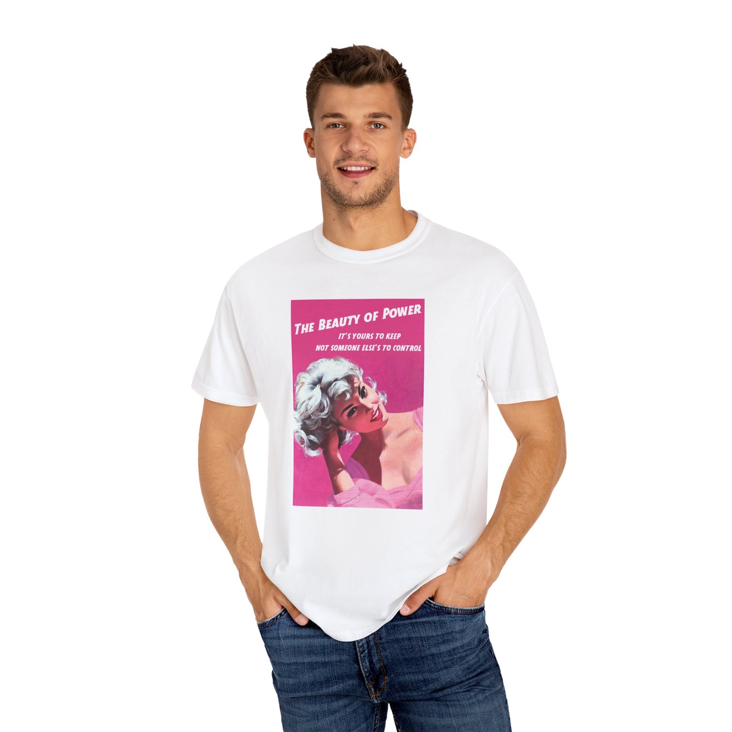 Vintage Graphic Cotton Unisex Garment-Dyed T-shirt, "The Beauty of Power"
