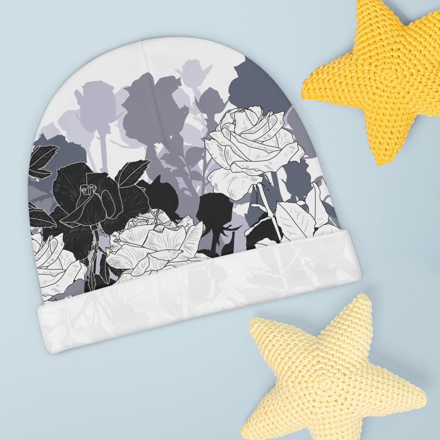 Baby Beanie, Gender Neutral (Roses For Mommy Design)