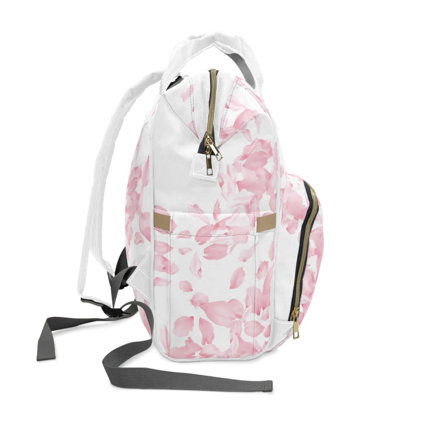 Pink Rose Petals Multifunctional Diaper Backpack