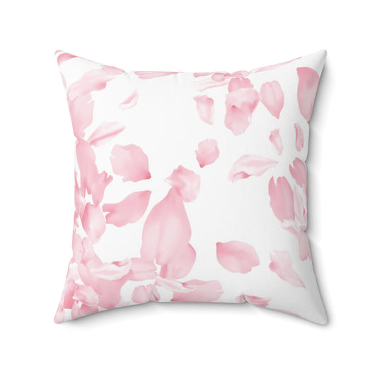 Pink Rose Petals Spun Polyester Square Pillow