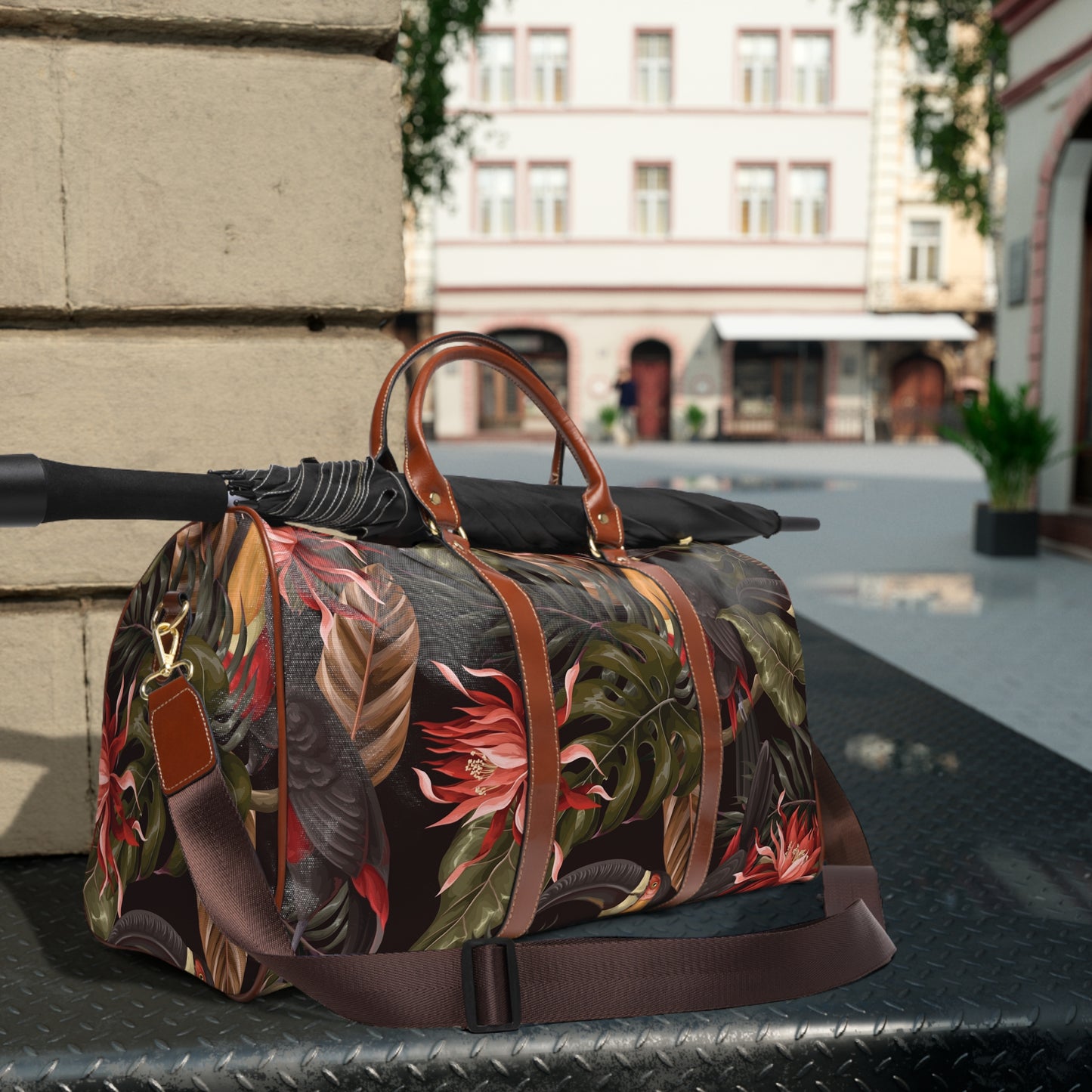Floral Travel Bag, Waterproof Tote Bag for Travel, Cute Flower Design Bag, Women's Weekend Bag, Floral Beach Bag