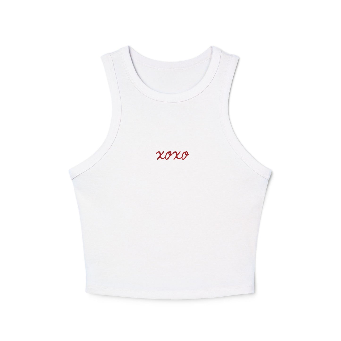 Crop Racer Tank Top xoxo Hugs and Kisses Design