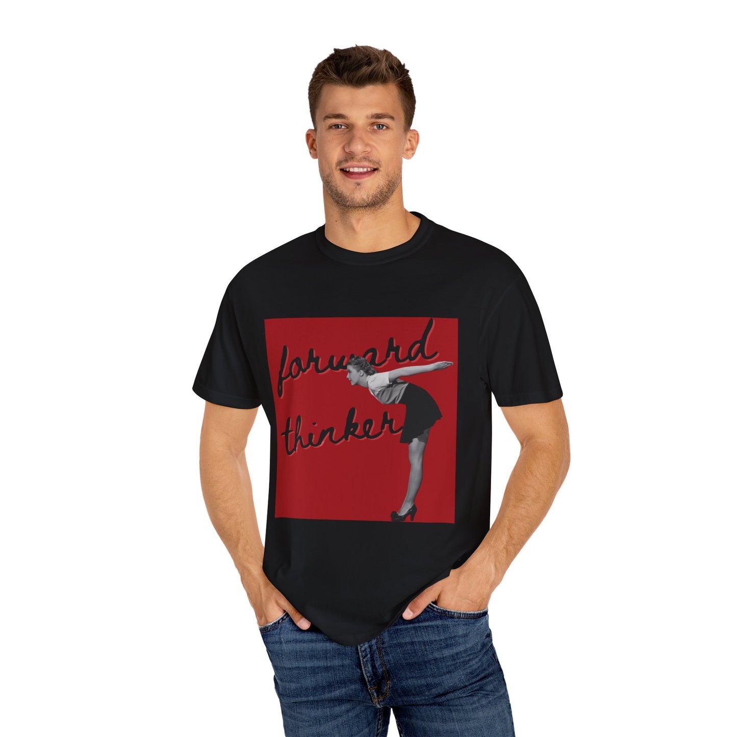 Forward Thinker Unisex Cotton T-shirt Red Solid