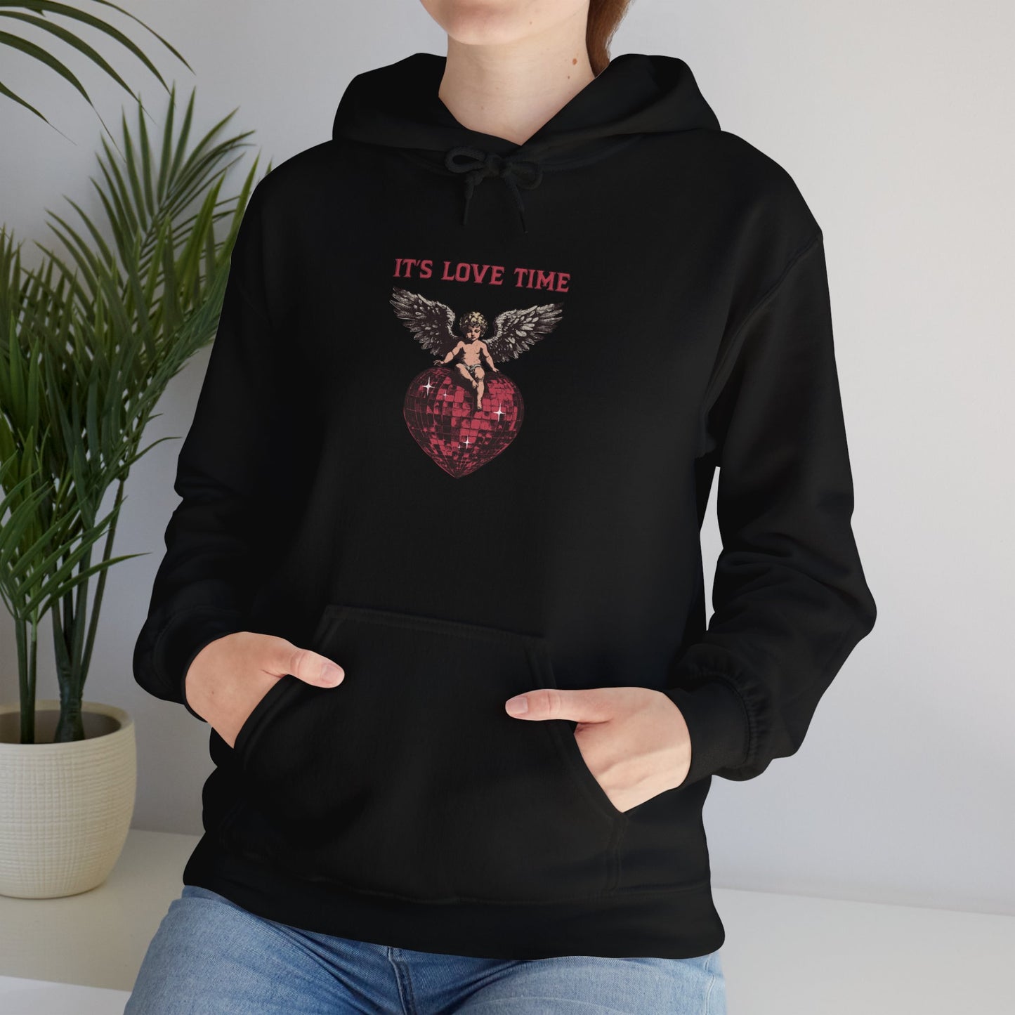 Vintage 'It's Love Time' Hoodie - Valentine's Day Gift for Her and Him