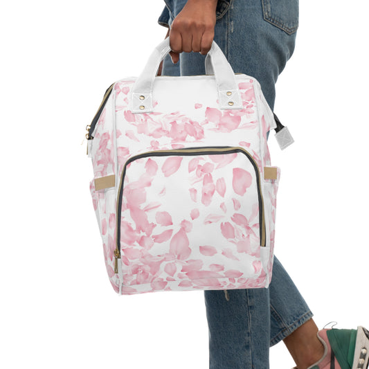 Pink Rose Petals Multifunctional Diaper Backpack