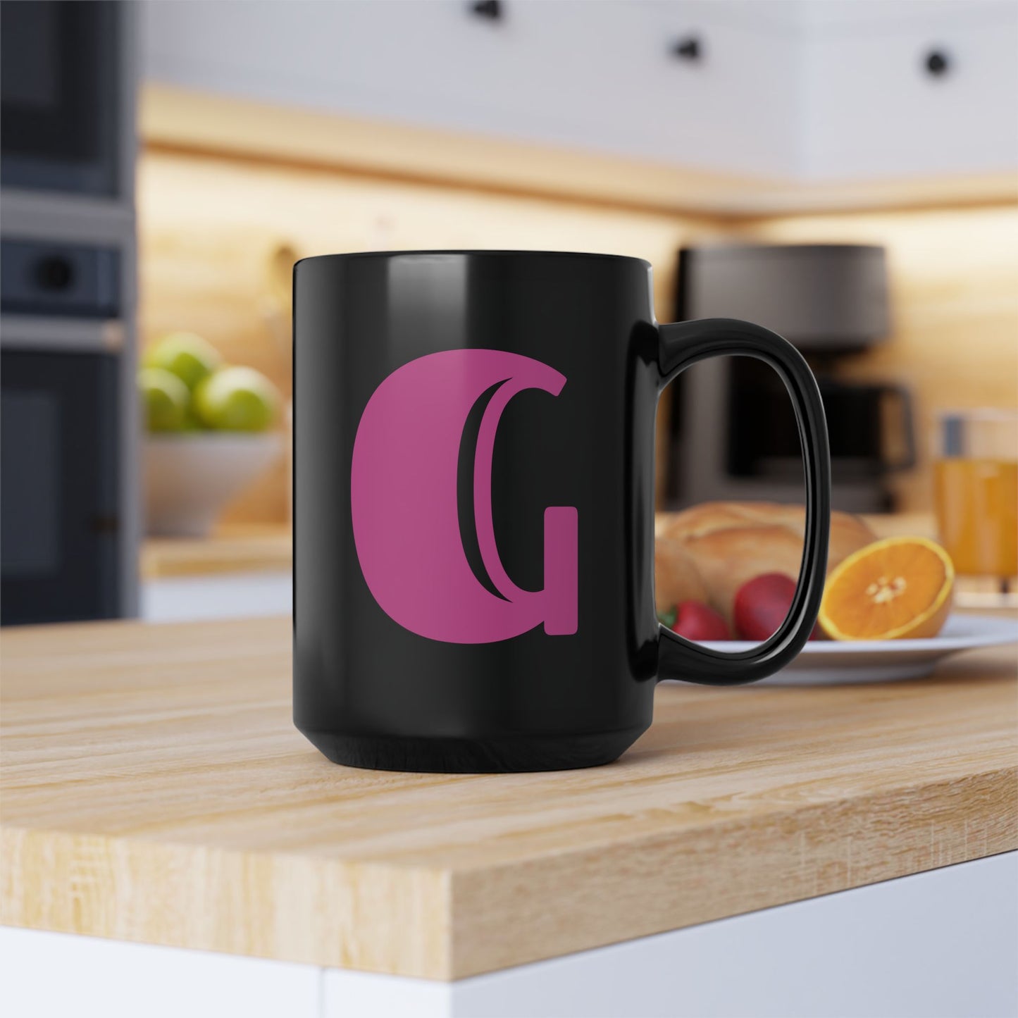 Mug Hot Pink Initial Black "G"