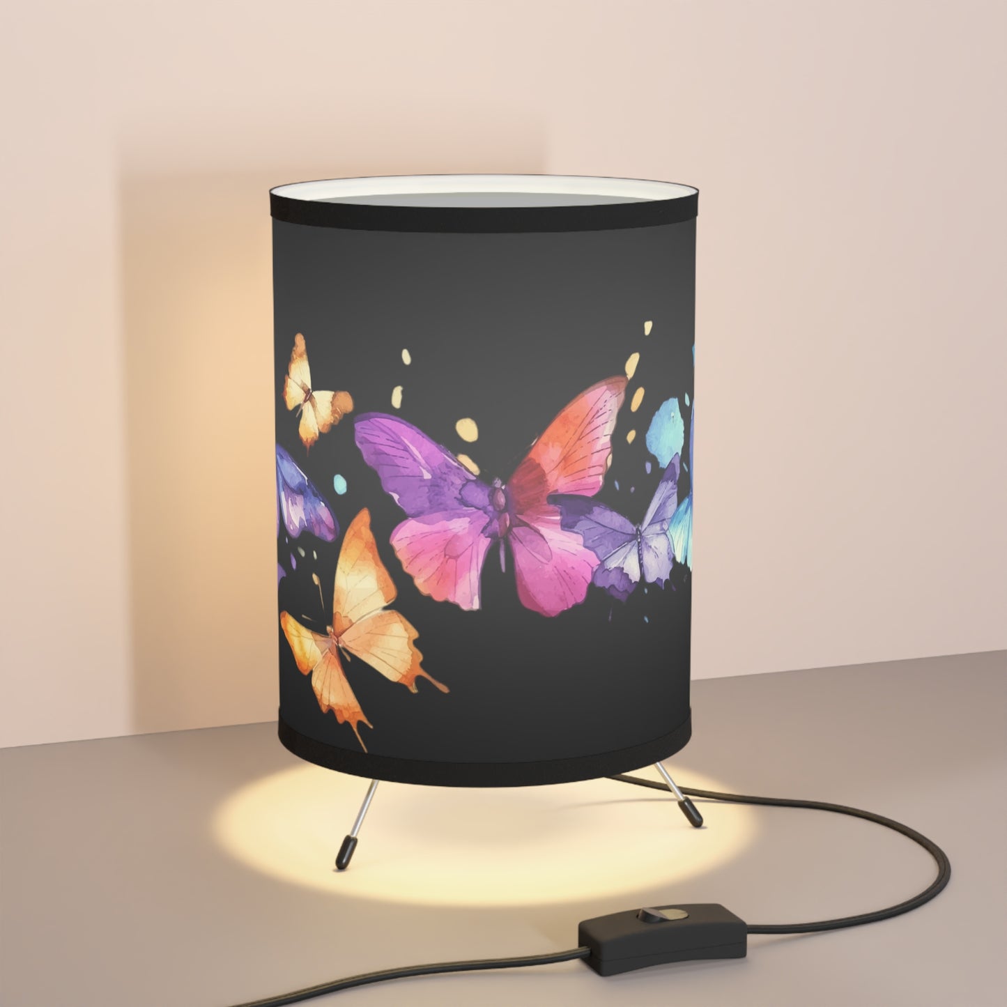 Butterflies and Beauty Tripod Lamp with High-Res Printed Shade, US\CA plug
