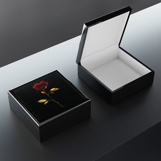 Jewelry Box Single Red Rose Design