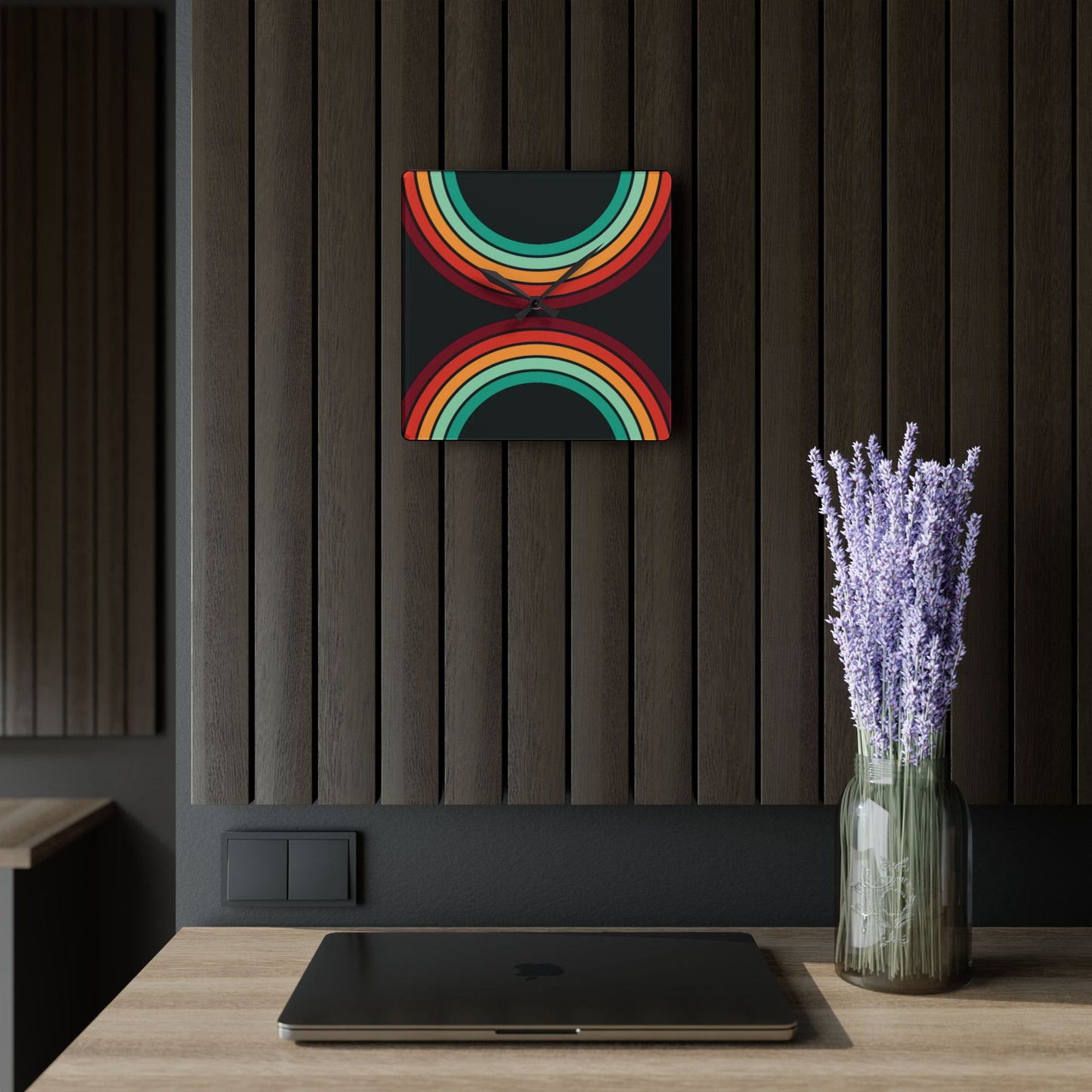 1970's Rainbow Acrylic Wall Clock
