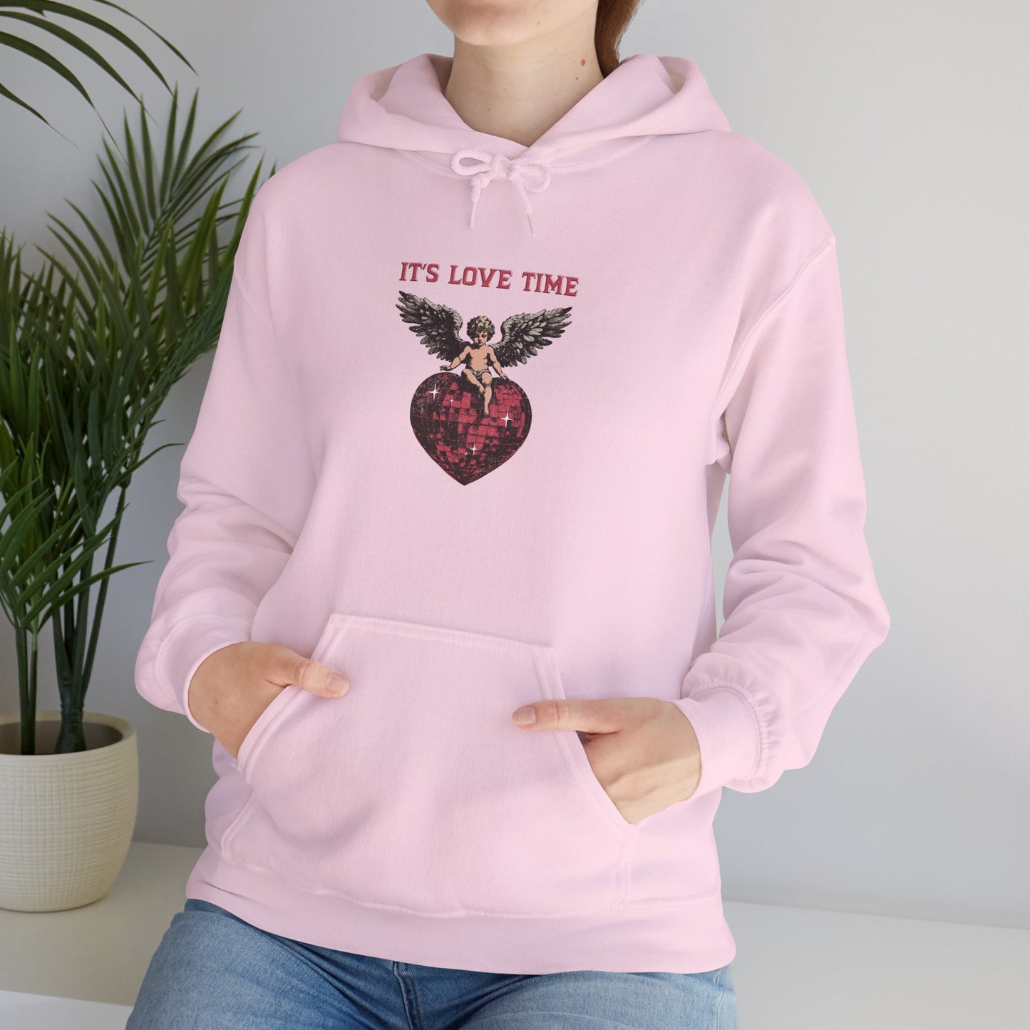Vintage 'It's Love Time' Hoodie - Valentine's Day Gift for Her and Him