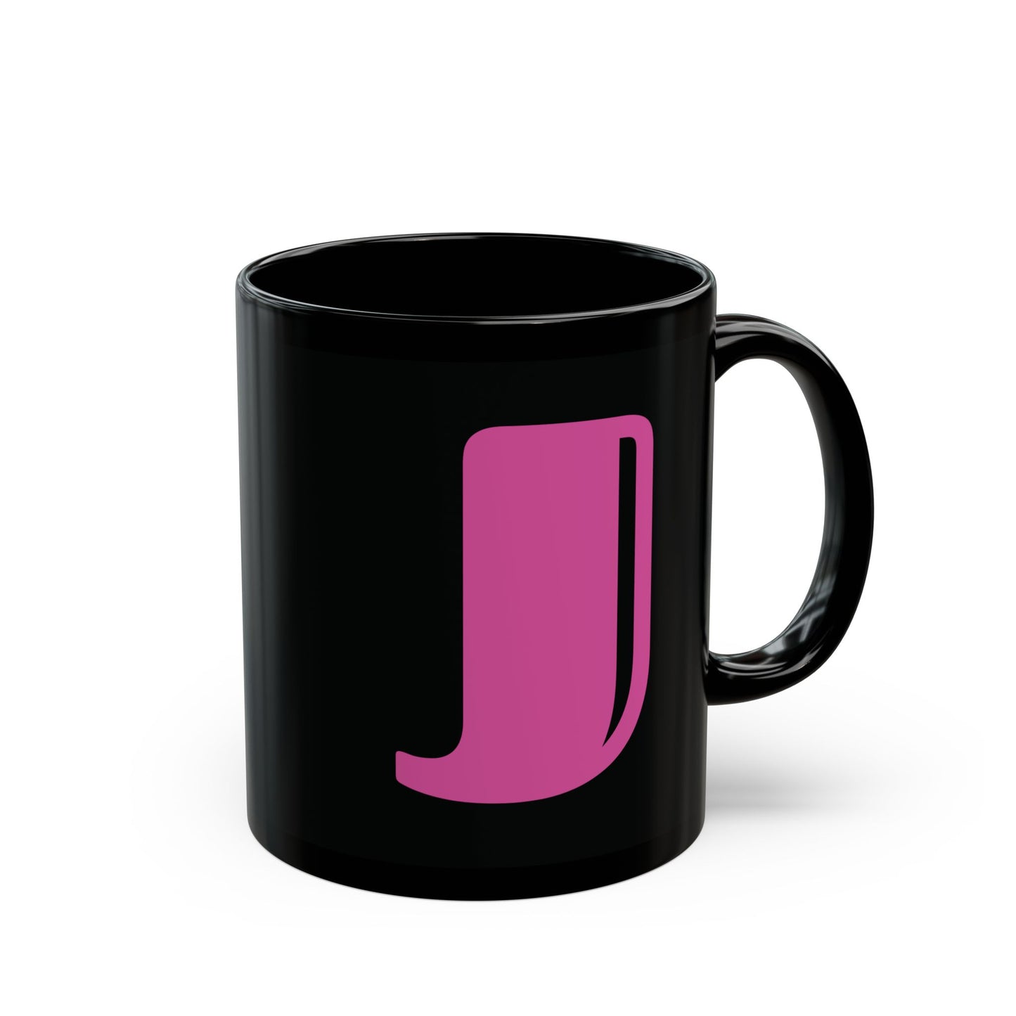 Mug Hot Pink Initial Black "J"