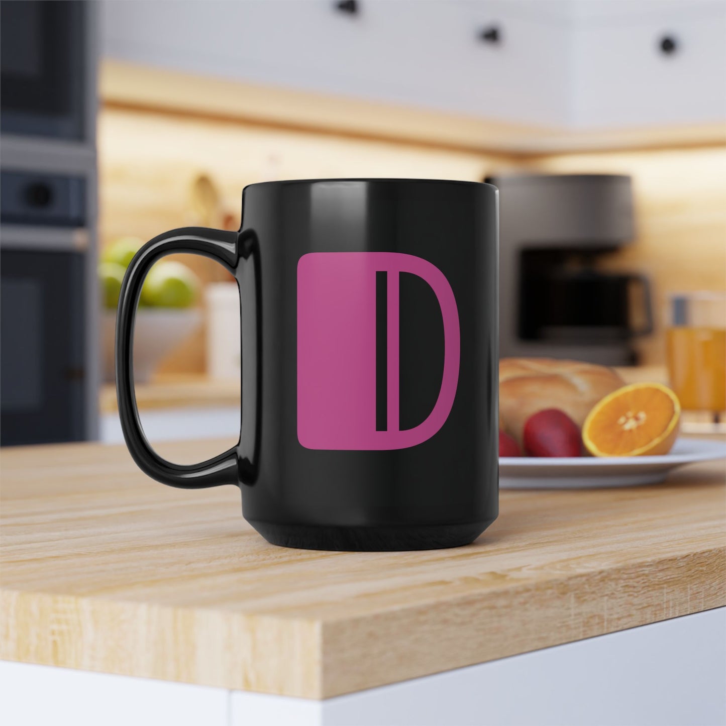 Mug Hot Pink Initial Black "D"