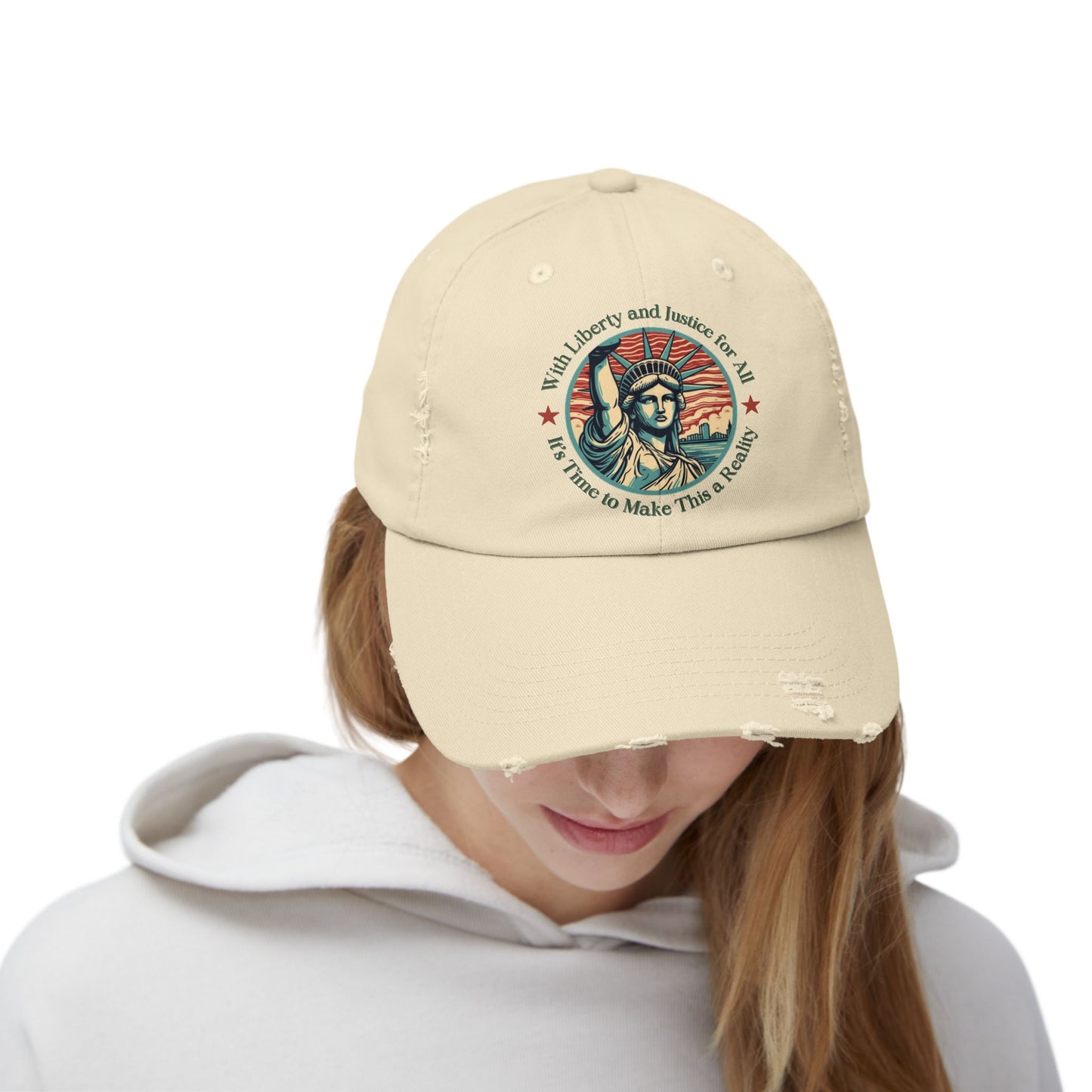 Make Liberty and Justice for All a Reality Unisex Distressed Cap