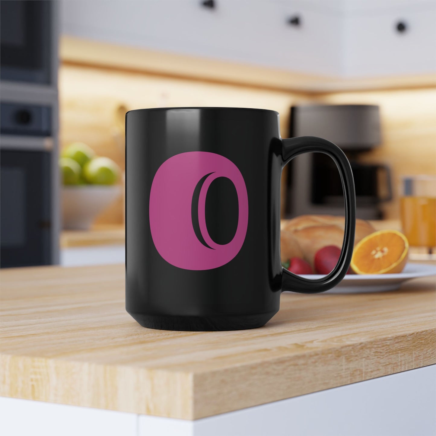 Mug Hot Pink Initial Black "O"