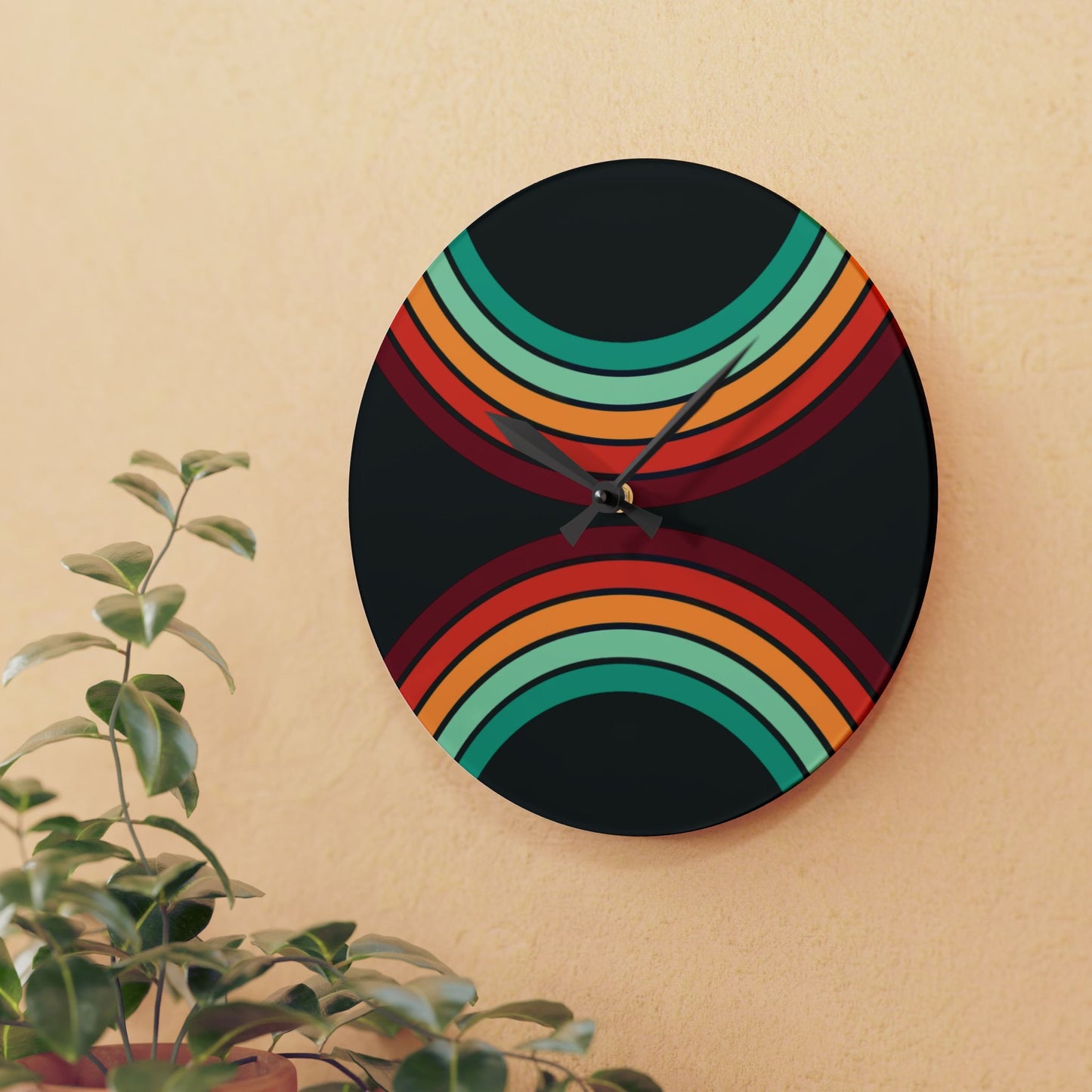 1970's Rainbow Acrylic Wall Clock