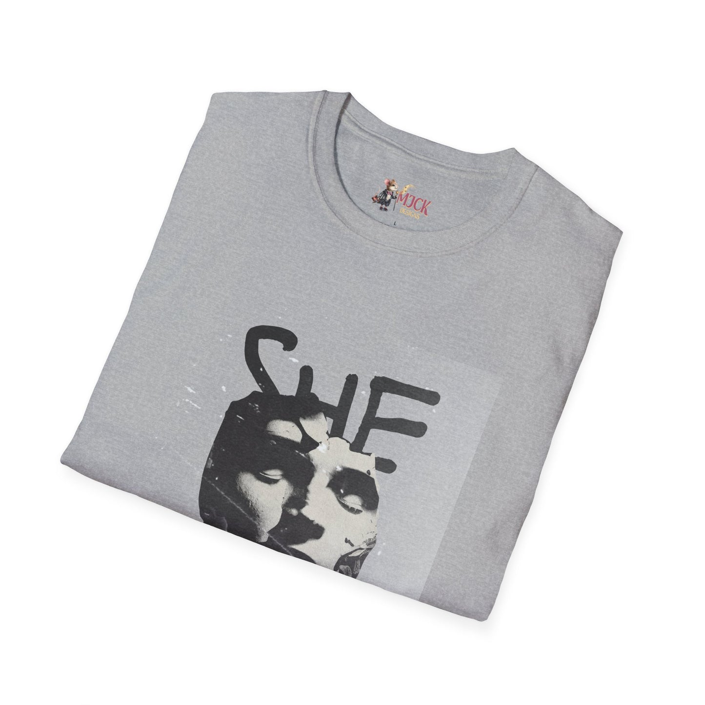Abstract "She Art" Unisex Softstyle T-Shirt - Empowering Apparel and Gift for Artists