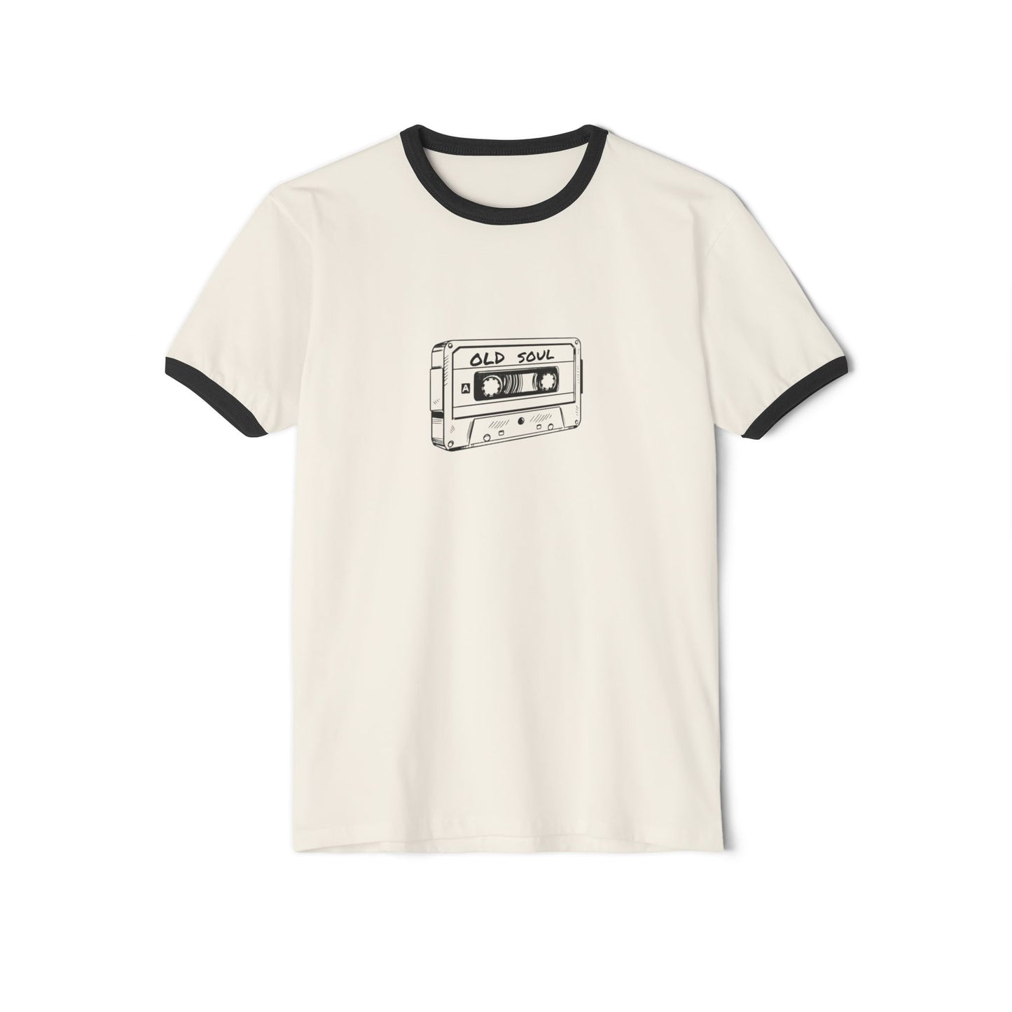 Vintage "Old Soul" Cassette Tape Unisex Ringer T-Shirt - Gift for Her or Him