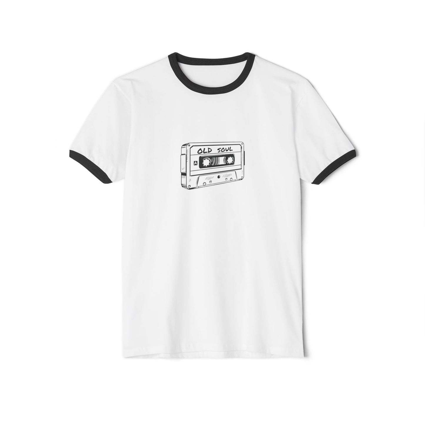 Vintage "Old Soul" Cassette Tape Unisex Ringer T-Shirt - Gift for Her or Him
