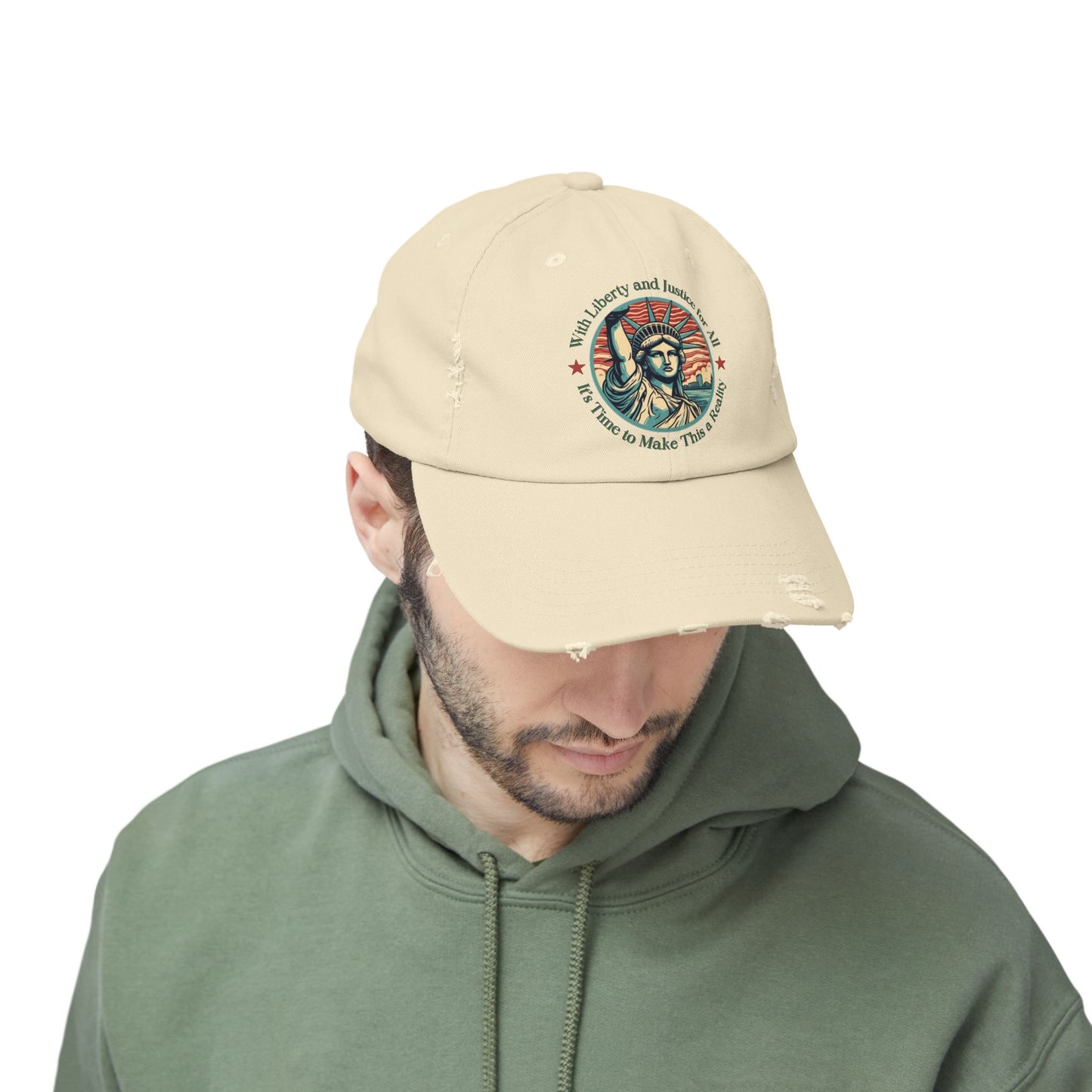 Make Liberty and Justice for All a Reality Unisex Distressed Cap