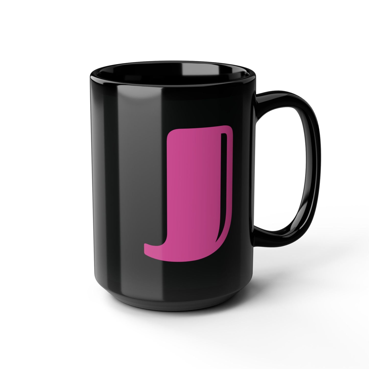 Mug Hot Pink Initial Black "J"