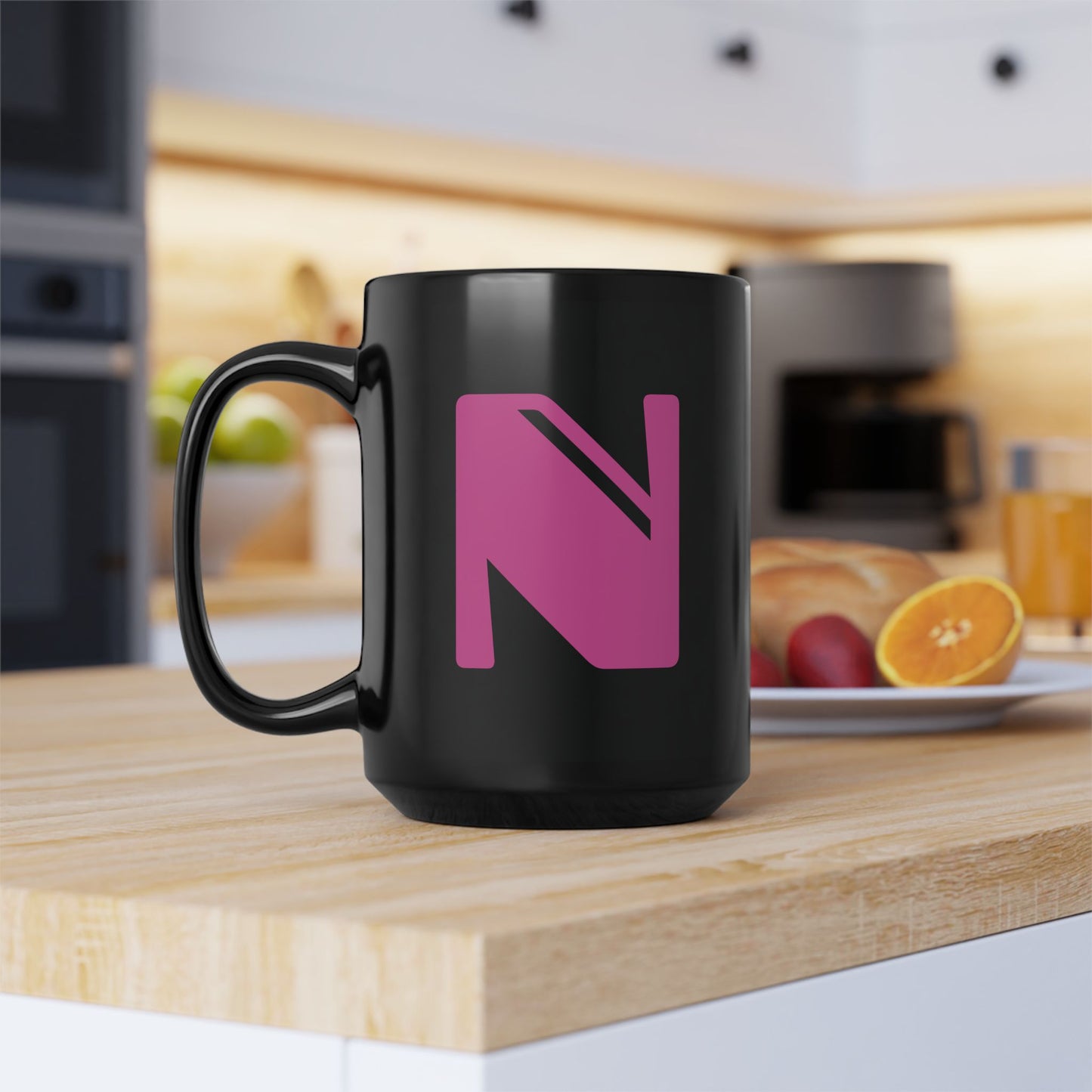 Mug Hot Pink Initial Black "N"