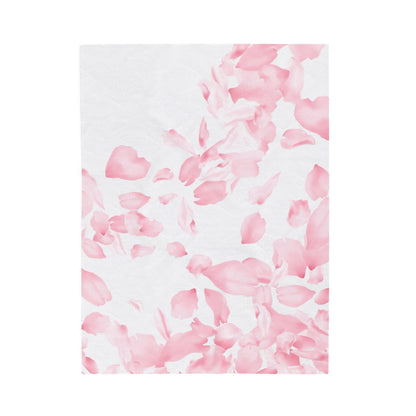 Pink Rose Petals Velveteen Plush Blanket