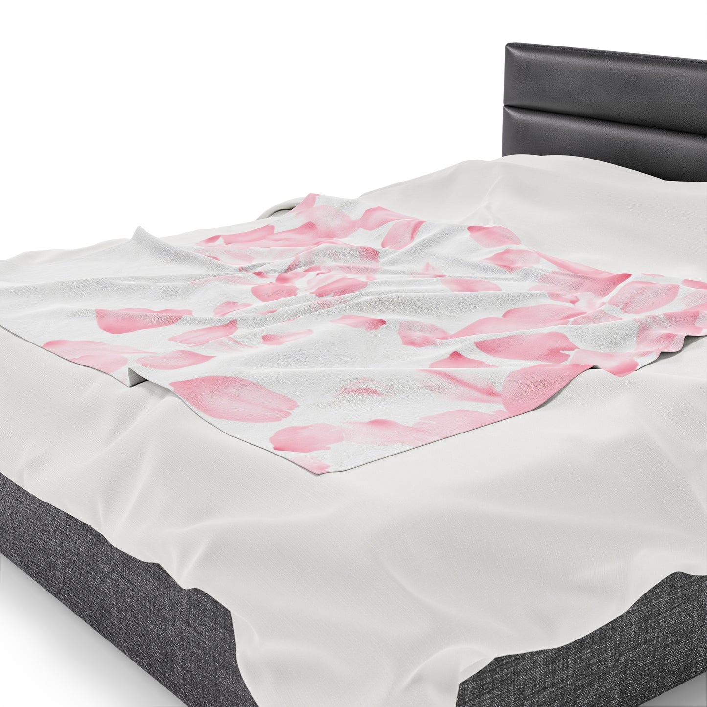 Pink Rose Petals Velveteen Plush Blanket