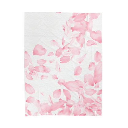 Pink Rose Petals Velveteen Plush Blanket