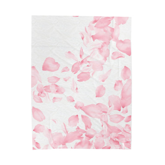Pink Rose Petals Velveteen Plush Blanket