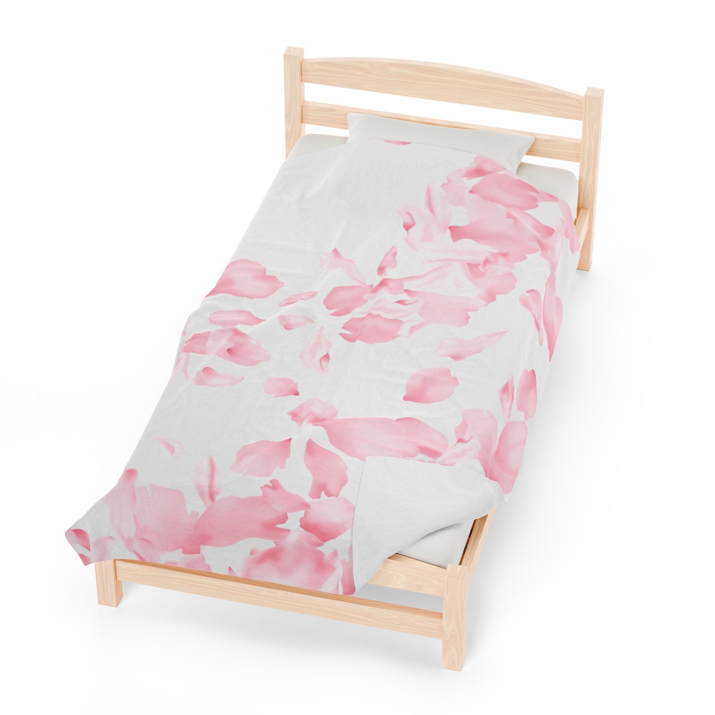 Pink Rose Petals Velveteen Plush Blanket