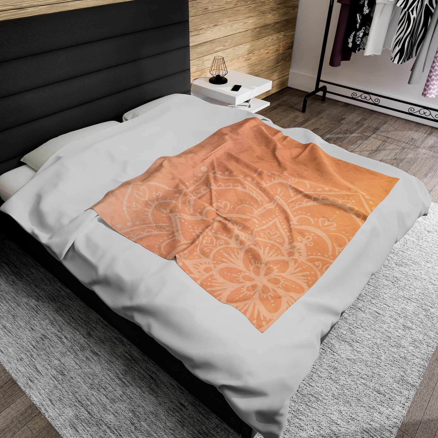 Mandala Peach Velveteen Plush Blanket