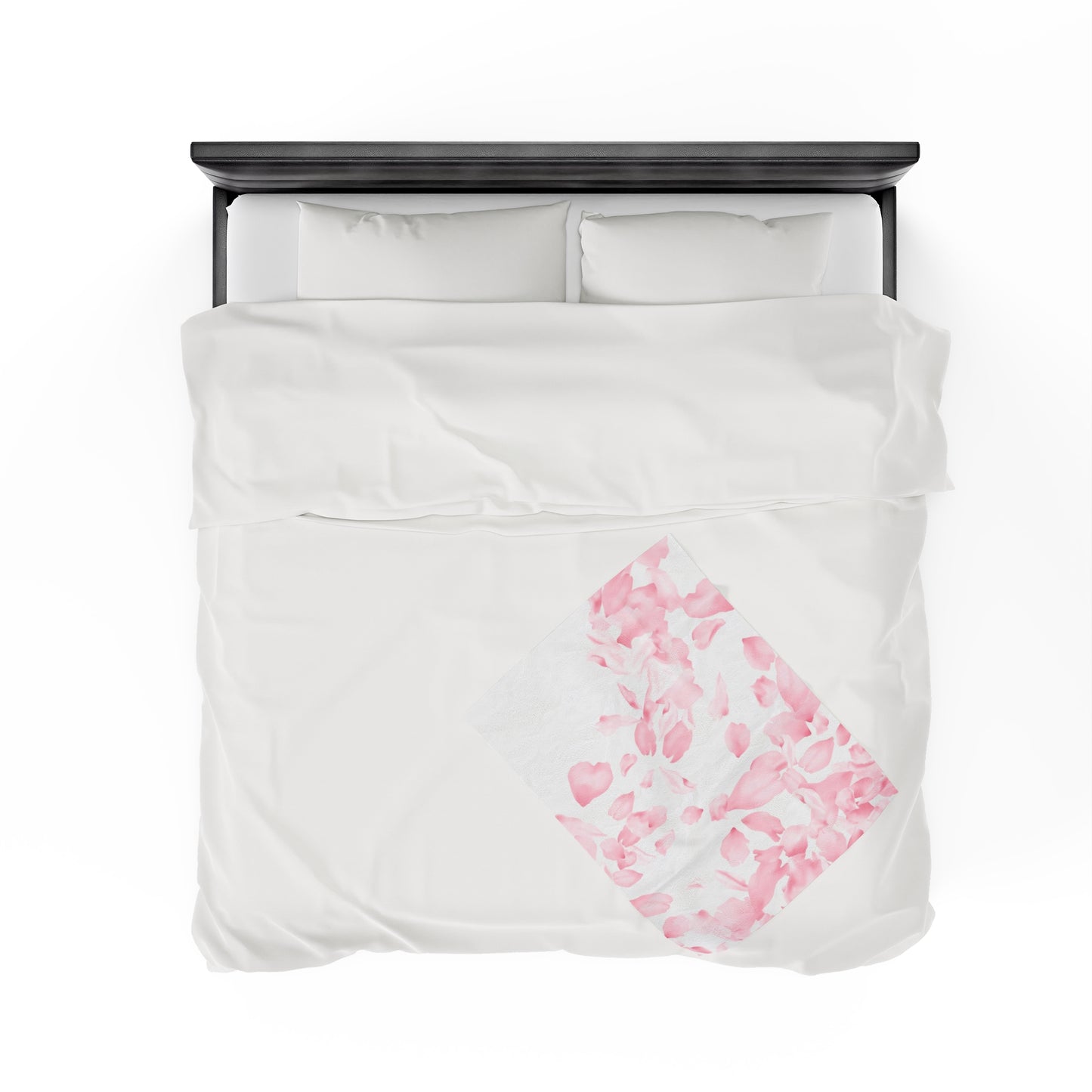Pink Rose Petals Velveteen Plush Blanket