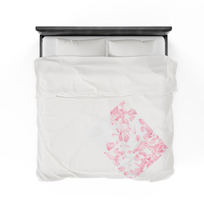Pink Rose Petals Velveteen Plush Blanket