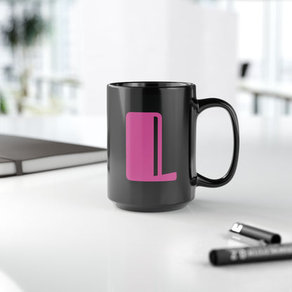 Mug Hot Pink Initial Black "L"