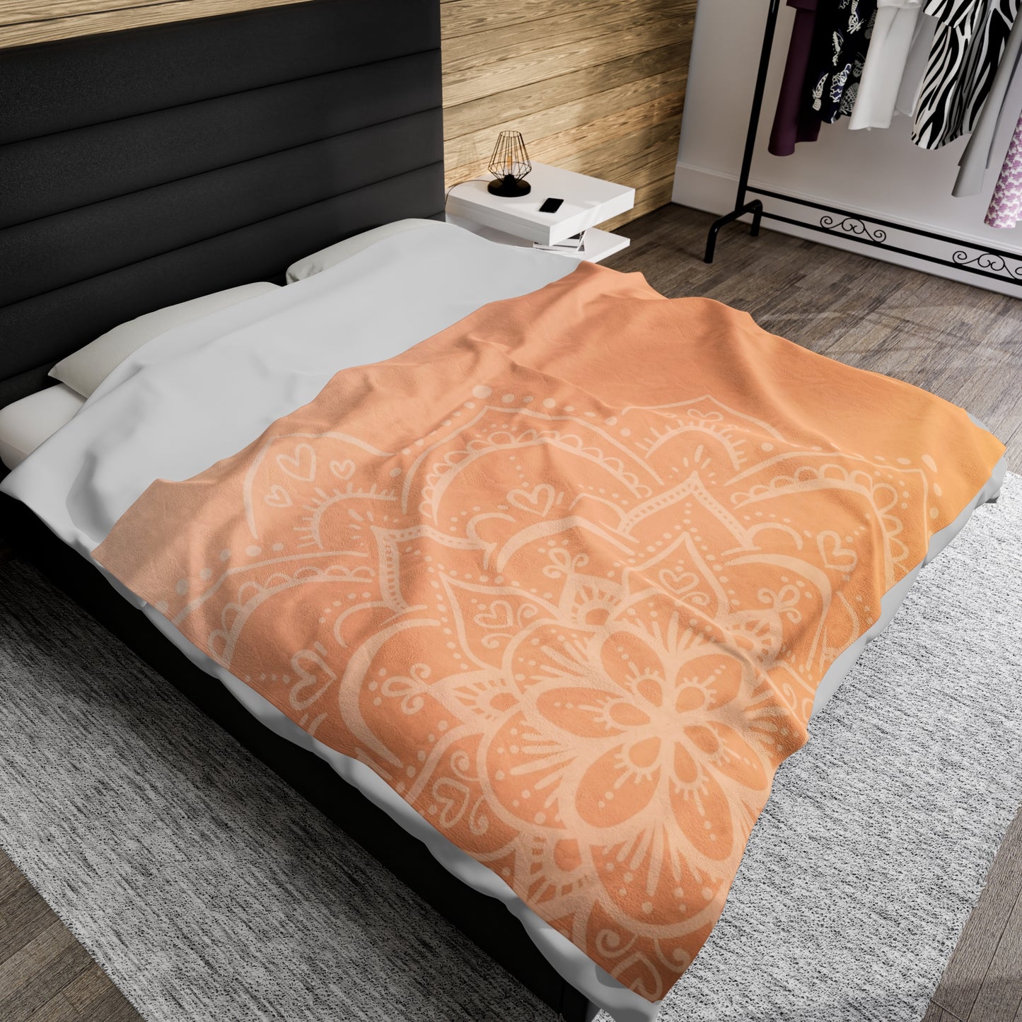 Mandala Peach Velveteen Plush Blanket