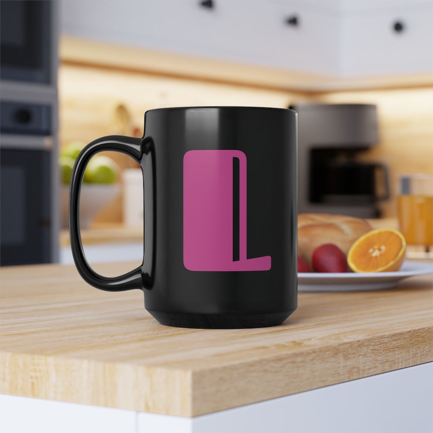 Mug Hot Pink Initial Black "L"
