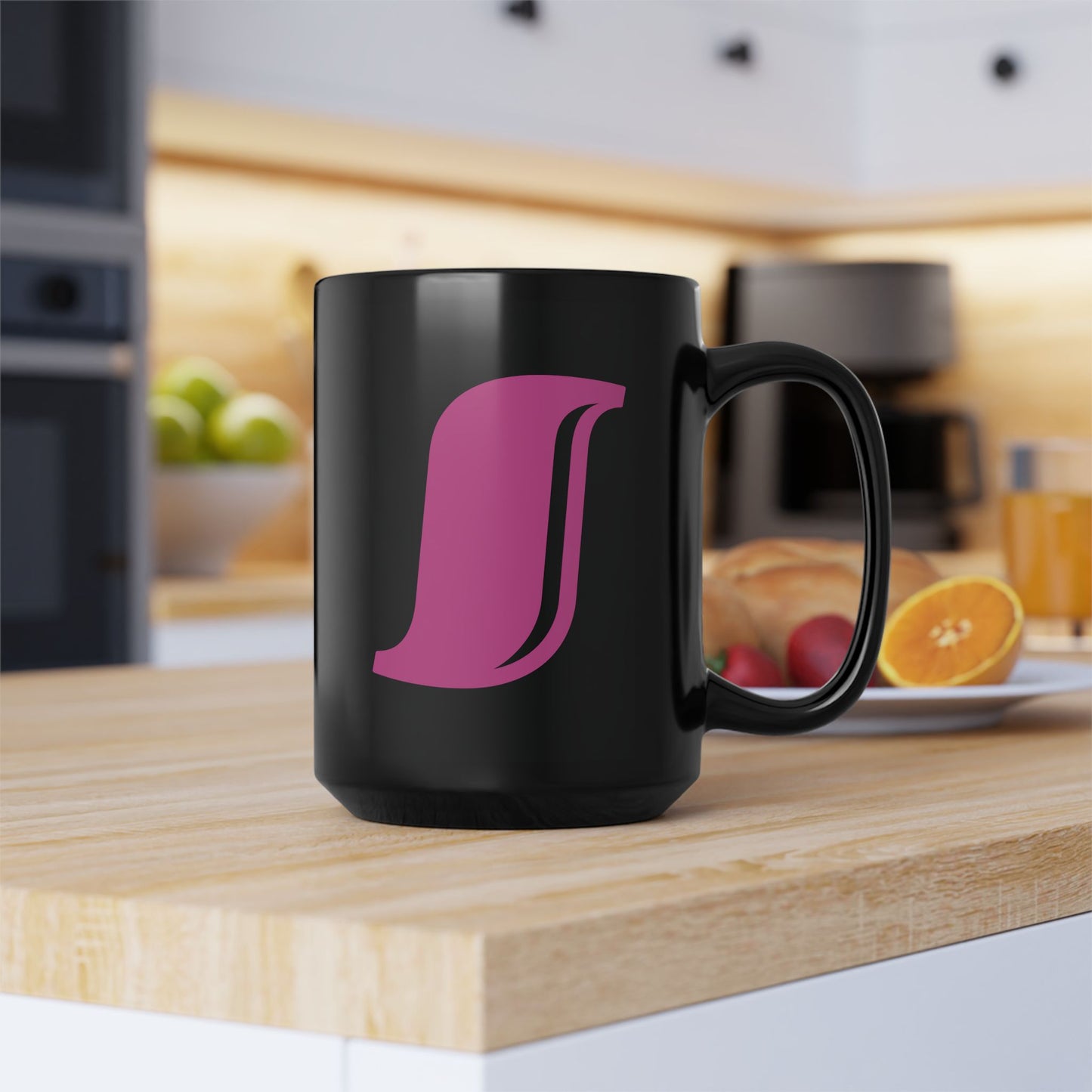 Mug Hot Pink Initial Black "S"