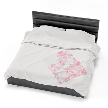 Pink Rose Petals Velveteen Plush Blanket